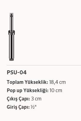 Hunter PSU-04 Sprey Sprinkler Pop-Up Çim Sulama Başlığı 10 cm Ayarlanabilir Açılı