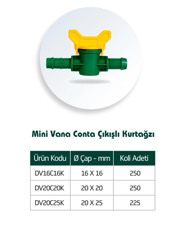 Kondrip Kurtağzı Conta Çıkışlı Mini Vana