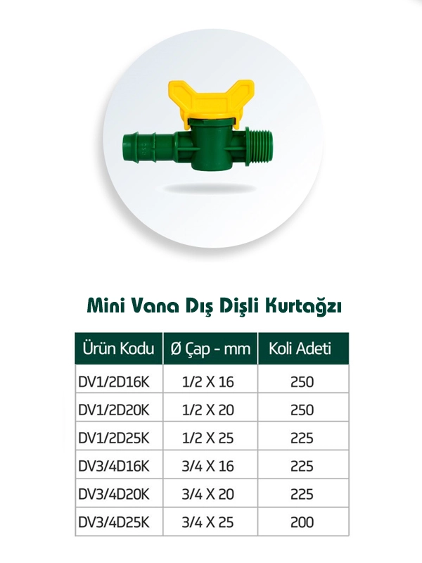 Kondrip Kurtağzı Erkek Mini Damla Sulama Akış Vanası