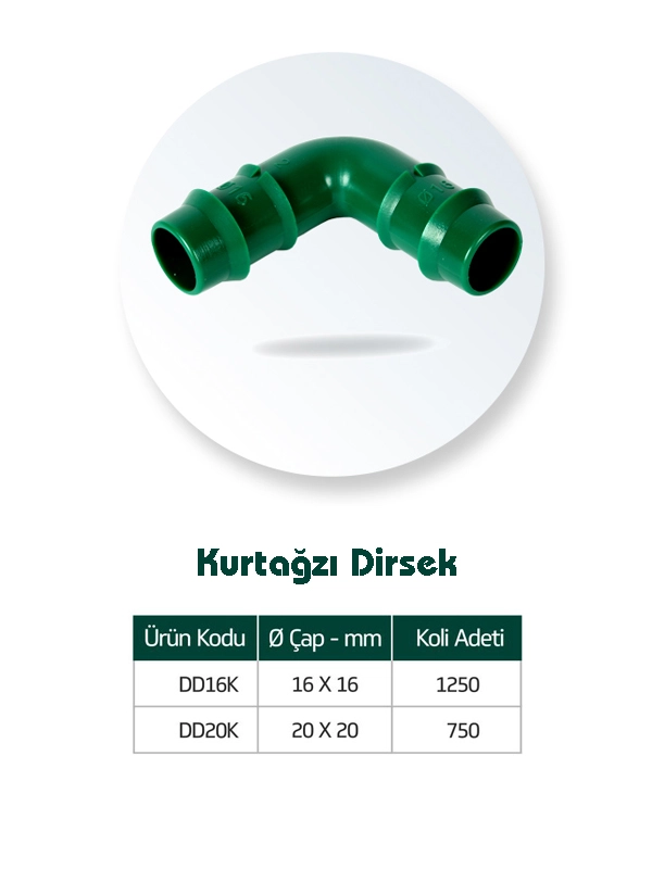 Kondrip Kurtağzı Dirsek 90 Derece Plastik Damlama Boru Bağlantısı
