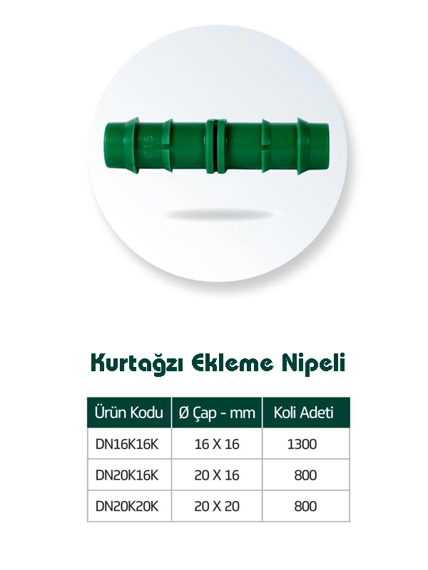 Kondrip Kurtağzı Ekleme Nipeli Plastik Damlama Boru Bağlantısı