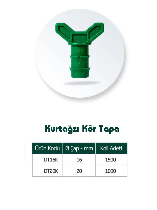 Kondrip Kurtağzı Kör Tapa Plastik Damlama Boru Tıkama